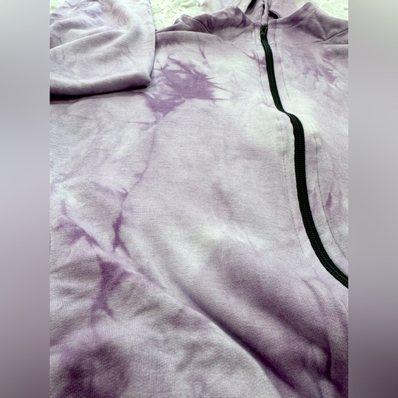 YANA K NWT Harley Tie Dye Hoodie Sweater Sz Small Purple & White Boho Zip Up - Picture 10 of 10
